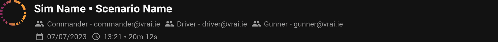 The header line of a session dashboard