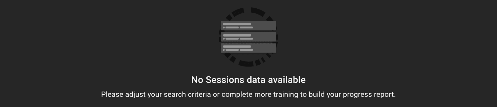 The message a widget shows in place of its chart when there is nothing to draw